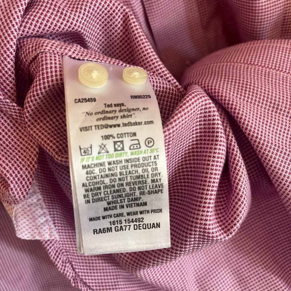Ted Baker Endurance Dress Shirt – Pink Micro Check – Size 17 (34/35) - Picture 5 of 7